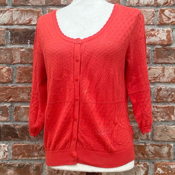 Divided by H&M orange cardigan with scalloped neckline / 8 / Excellent condition - Picture 4 of 6